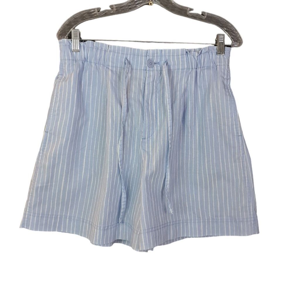 Striped Light Blue Women's Pull-On Shorts